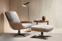 Fauteuil de salon en cuir et tissu au design moderne pour salon, chambre et appartement - Fauteuil pivotant écologique