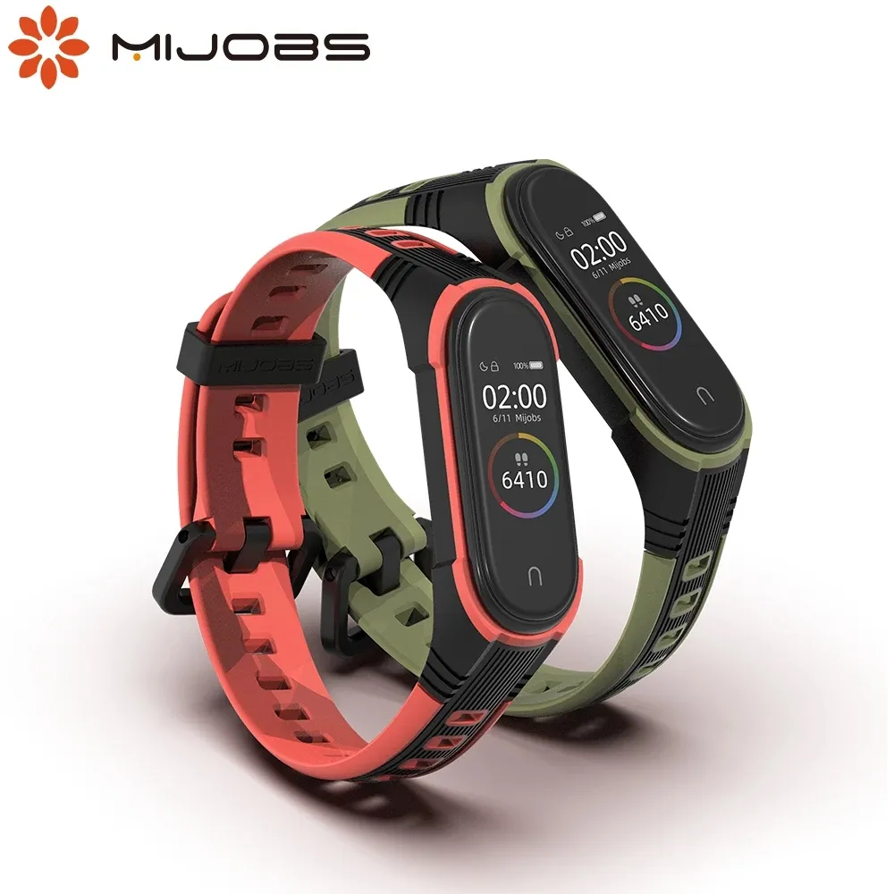 Mijobs Silicone sport soft mixed color hand wrist Strap for Xiao mi Band 7 5 6 4 3 Smart Watch