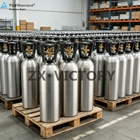 Bouteille vide en aluminium pour CO2, 0.6L, 1.34L, 2.67L, 13.4L, 20L, 50L, TPED Pi, OEM ODM, logo personnalisé, qualité alimentaire, directement de l'usine ZX
