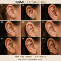 Anneau de lèvre en spirale en titane plaqué or ASTM F136 avec zircon cubique marquise et rond, manchette d'oreille, bijoux de corps tendance pour mariage, fiançailles, cadeau