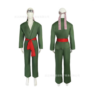 Dragon Kid Green Karate Jumpsuit With <b>Red</b> <b>Belt</b> For Boys Anime Costume - Product Image 5
