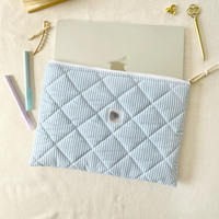 Pochette d'ordinateur brodée à motifs floraux matelassés personnalisée pour ordinateur portable Sac pour ordinateur portable à fermeture éclair
