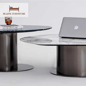 Tavolino <span class=keywords><strong>da</strong></span> Caffè Minimalista in Stile Wabi-Sabi con Piano in Marmo, Tavolino Laterale Unico e Semplice per Arredamento Soggiorno - Product Image 6