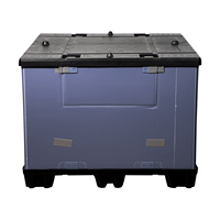 Palette se pliante durable travaillée par poubelle en plastique en vrac d'industrie pharmaceutique de soins de santé 1200x1000x590mm conteneur de palette de douille