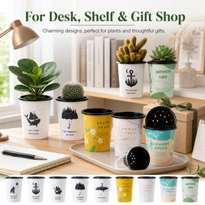 Pots à fleurs esthétiques minimalistes blancs en PP épaissi, écologiques, pour la maison et le jardin, petits pots décoratifs pour pépinière avec <span class=keywords><strong>trou</strong></span> de drainage - Product Image 6