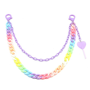 Chaîne de taille double couche en résine couleur bonbon Yueli avec pendentif cœur – Chaîne de corps tendance pour femme, accessoire de fête - Product Image 5