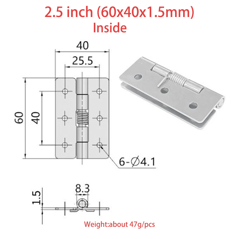 À l'intérieur de -2.5 inch (épaisseur 1.5mm)