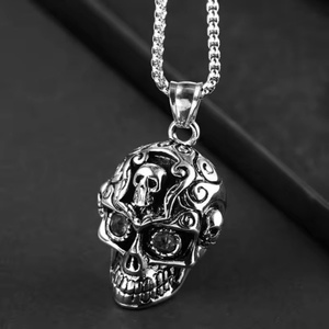 Collares con Colgantes de Fantasma para Hombre, Acero Inoxidable 316L, Acero Titanio, Accesorios de Hip Hop para Discoteca - Product Image 5
