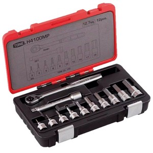 Jeu de clés à douille Tone H4100MP, 12,7 mm, 12 pièces, métriques, à cliquet, en acier à haute teneur en carbone, polies - Product Image 5