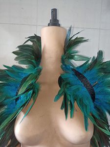 Chal de Plumas de Lujo, Estilo Gótico Punk, Capa de Plumas Naturales, Chal de Plumas para <span class=keywords><strong>Mujer</strong></span>, <span class=keywords><strong>Disfraz</strong></span> para Halloween, Cosplay, Espectáculos - Product Image 5