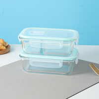 Boîtes à lunch en verre borosilicate écologiques, compatibles micro-ondes, avec couvercle en PP anti-fuite, préservation de la fraîcheur, hermétiques et réutilisables