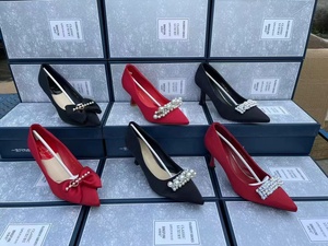 Moda Yüksek Topuklu Kadın Ayakkabıları Yüksek Kaliteli Fiyonklu İncili Düğün Ayakkabıları Karışık Toptan Satış - Product Image 5