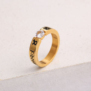 Anillo de acero inoxidable PVD personalizado, grabado en oro, Mensaje, palabras, diamante, concientización, cinta de supervivencia, dedo diabético - Product Image 5