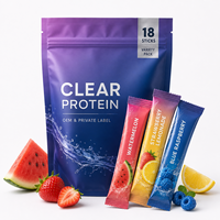 Private Label Clear Whey Protein Isolate Poeder Variatiepakket 18 Enkelvoudige Porties Watermeloen Aardbei Limonade Blauwe Framboos