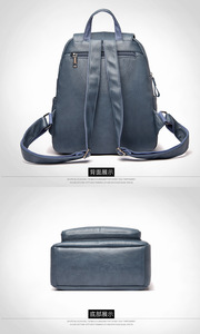 Wholesale Fashion Women <b>Backpack</b> for Teenage Girls <b>School</b> Bags <b>Large</b> Zipper <b>Backpacks</b> High Quality PU Leather Bag - Product Image 6