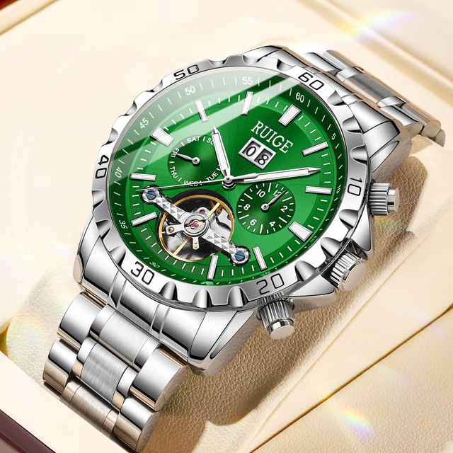 Fashionable Mechanical Men's Watches Waterproof Stainless Steel Strap Male Clock Tourbillon Multifunctional Montres Pour Hommes