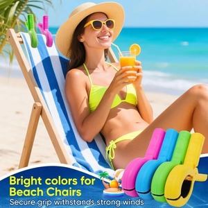 4 Pcs Beach Towel Clips Heavy Duty Clothes <b>Pins</b> for Beach Chair Pool Cruise Laundry Hanging Storage Holder - Product Image 3