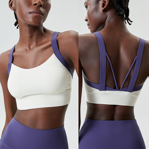 Due pezzi 4 modi elasticizzati set di abbigliamento <span class=keywords><strong>sportivo</strong></span> da donna <span class=keywords><strong>reggiseno</strong></span> <span class=keywords><strong>sportivo</strong></span> <span class=keywords><strong>con</strong></span> imbottiture fisse e tasche a vita alta per Fitness pantaloni da palestra - Product Image 3