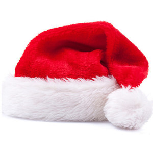 Chapeaux <span class=keywords><strong>de</strong></span> Noël en peluche rouge promotionnels bon marché avec logo personnalisé pour l'hiver - Product Image 1