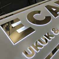 Enseigne LED rétroéclairée 3D de luxe - Logo en métal doré illuminé pour la décoration de studio de beauté et de centre commercial