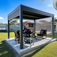 Pérgola de Aluminio para Exteriores de 3x3, 3x4, 4x4m con Tira de Luces LED, Fácil de Instalar, Directo de Fábrica