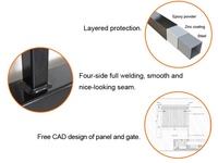 Cerca de Jardín de Acero Moderno, Valla de Estacas de Metal y Acero Zincado, Paneles de Cerca de Acero Galvanizado Negro de 6x8 de Seguridad con Parte Superior Plana Estilo Hierro Forjado