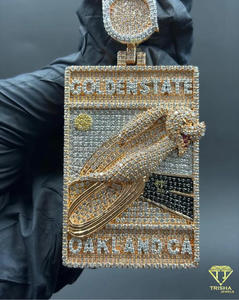 Colgante Rectangular Personalizado con Nombre, Chapado en Plata de Ley 925 con Diamantes Cultivados en Laboratorio VVS, Joyería Hip Hop - Product Image 1