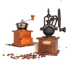 Moulin à café manuel, machine à expresso, moulin à café vintage en bois antique, moulin à café à rouleaux, outils à café - Product Image 4