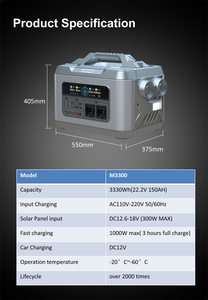 Générateur de batterie solaire LiFePO4 300W 500W 1000W 2000W 110V 220V MPPT pour le camping, l'extérieur et la maison - Product Image 3