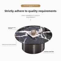 Table basse minimaliste italienne en marbre naturel, design diamant platine, noir, or rose, bleu cristal - pour villas et salons