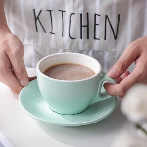 Macaron Bocca Larga Cappuccino Tazza di <span class=keywords><strong>Caffè</strong></span> con Piattino Europeo di Spessore Colorati Glassa di Ceramica Set Tazza di <span class=keywords><strong>Caffè</strong></span> Espresso - Product Image 3