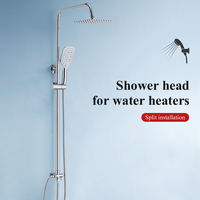 Système de douche et baignoire en acier inoxydable chromé poli, réglable en hauteur, avec douchette à effet pluie, mural, pour appartement