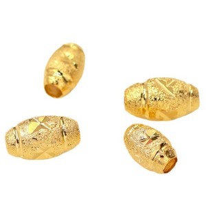18K Gold Plated <b>Copper</b> Oval Beads For <b>Bracelet</b> Making Loose Spacer Beads - Product Image 4
