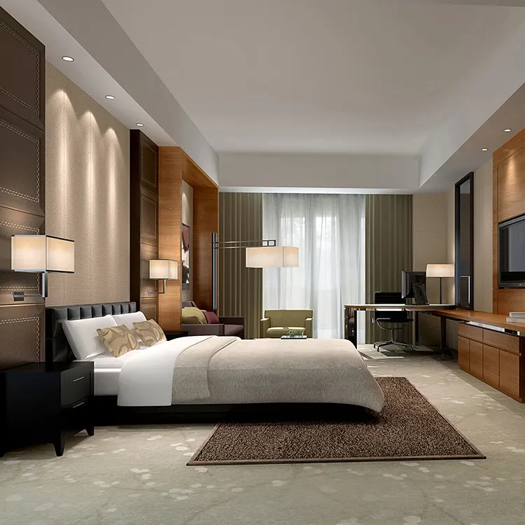 Gemini-Muebles personalizados para Hotel, juegos de dormitorio de Hotel, tamaño King, cama de Hotel, habitación de invitados, 6 uds.