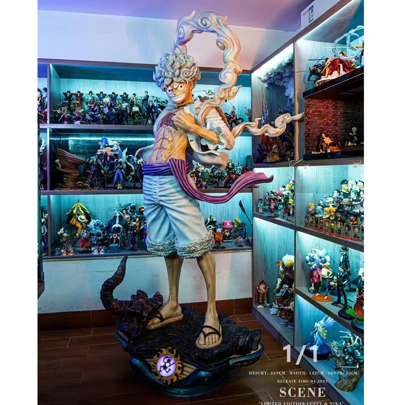 売れ筋ギア5ルフィ等身大ワンピースアニメフィギュア彫刻グラス