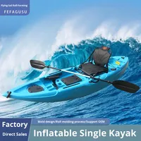 Vente directe usine – Kayak rotomoulé 1 personne pour la pêche et le tourisme, utilisation en mer, bateau rigide en PE de qualité alimentaire, 2,1-3m, garantie 1 an
