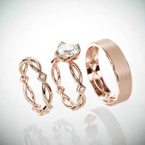 Set di Anelli Traforati alla Moda, Design Geometrico Minimalista ed Elegante, Gioielli da Donna per Uso Quotidiano - Product Image 1