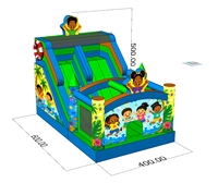 Château gonflable tropical commercial Yibei avec toboggan pour enfants, idéal pour la location de fêtes et les parcs d'attractions