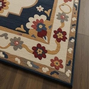 Alfombra Floral Vintage Hecha a Mano, Alfombra Grande para Sala de Estar, Diseño Tradicional, Alfombra Decorativa Suave y Afelpada para Decoración del Hogar - Product Image 2