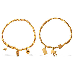 Bracelets à breloques tendance en alliage de zinc avec pendentif clochette perlé, bijoux unisexe, cadeau, design irrégulier, accessoire DIY - Product Image 5