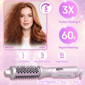 <span class=keywords><strong>Brosse</strong></span> lissante à vapeur professionnelle, 9 réglages de température, coiffage rapide, brosses rondes électriques, peigne ionique pour tous types de cheveux - Product Image 3