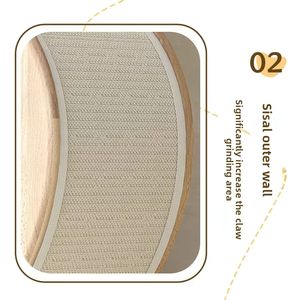 Maison pour <span class=keywords><strong>chat</strong></span> minimaliste multifonctionnelle en forme de goutte d'eau, griffoir en sisal, lit pour <span class=keywords><strong>chat</strong></span> en bois de caoutchouc pour chats d'intérieur - Product Image 4