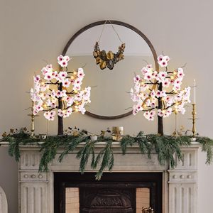 Arbre de fleurs de <span class=keywords><strong>cerisier</strong></span> éclairé 24 pouces, arbre artificiel de table à <span class=keywords><strong>LED</strong></span> blanc chaud à piles pour la décoration intérieure des chambres japonaises - Product Image 3