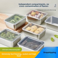 Boîte à fruits carrée en acier inoxydable de qualité alimentaire, récipient de stockage hermétique pour réfrigérateur, boîte à lunch, conteneur pour écoles et usines