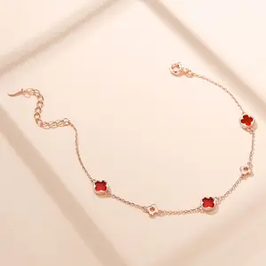Woman Silver 4 Leaf Clover Rhodium Rose Gold Plated Bracelets Bangles Fine Crafted Sterling Silver Zircon Jewellery Jewelry