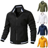 Vestes bomber sportives décontractées pour hommes, noires, personnalisées, à col montant, fines et longues, pour l'automne