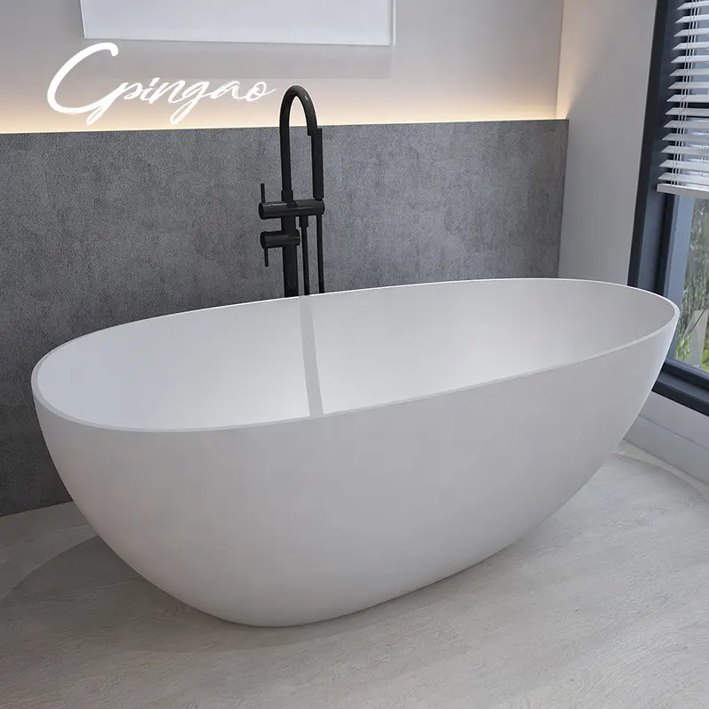 Factory Price Modern Style Design Solid Surface Stone Bathtub OEM Size Durability Artificial Bathtub for Hotel Villa Apartment
