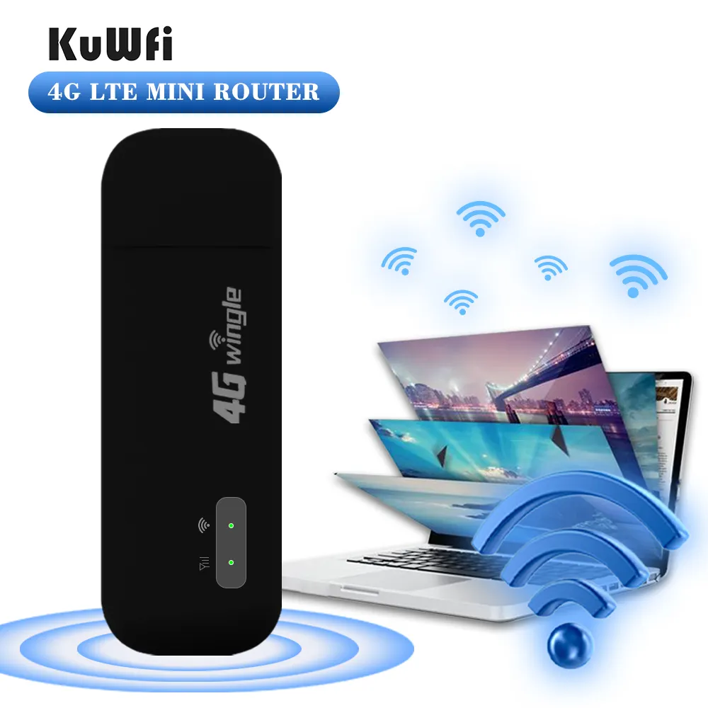 Ad alta velocità KuWFi 150mbps cat4 sim card usb wifi router portatile esterno 4g wireless modem dongle router con led