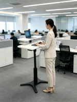 Bureau informatique réglable en hauteur, simple, pour position assise ou debout, avec double plateau, poste de travail portable pour la maison et le bureau