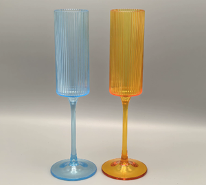 Элегантные бокалы для игристого вина, 6 унций, ребристые одноразовые прозрачные винтажные флейты для шампанского из пластика мимозы с длинной ножкой для свадеб - Product Image 6